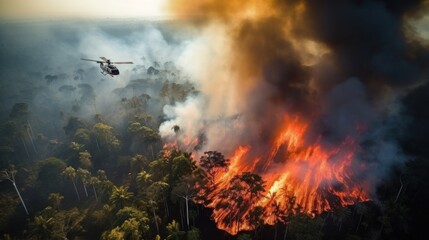 Fototapeta premium Fire in the tropical forest