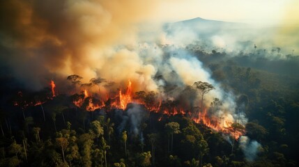 Fototapeta na wymiar Fire in the tropical forest