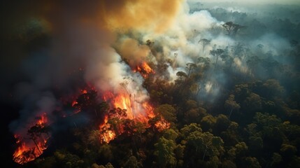 Fototapeta na wymiar Fire in the tropical forest