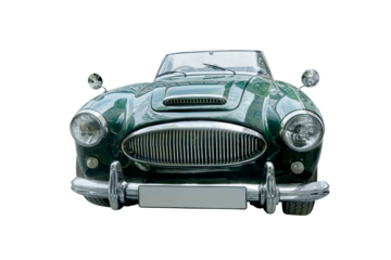 Beautiful English classic car, cropped, without shadow.