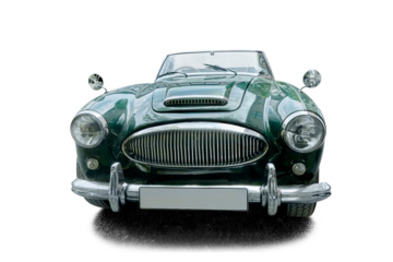 Beautiful English vintage car, cropped, with shadow.
