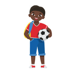 Little boy playing soccer. Children sport activity, active lifestyle kids vector cartoon illustration