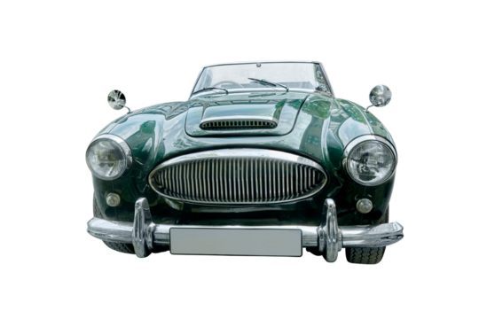 Beautiful English classic car, cropped, without shadow.