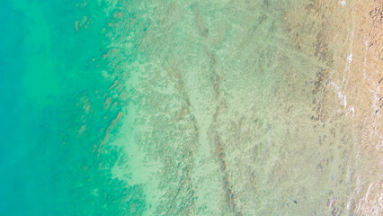 High angle drone shot of Kao Lanta, Krabi, Thailand on a clear day in the summer, suitable for...