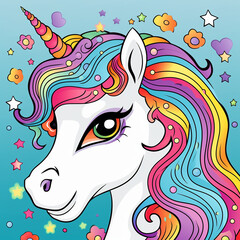 unicorn horse color illustration
