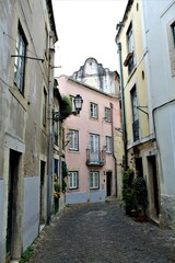 Fototapeta na wymiar A beautiful colorful street in Lisbon, Portugal