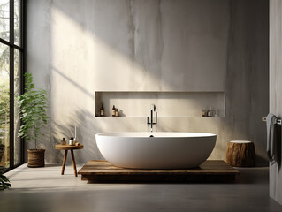 Fototapeta na wymiar Modern bright bathroom interior, minimalist design