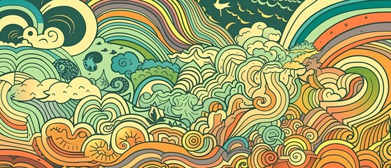 Background floral organic pattern, with parallel lines illustration