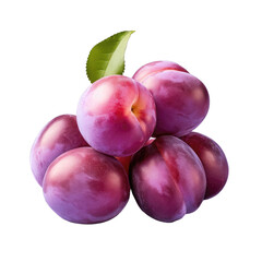 Ripe plums fresh and delectable isolated on transparent background