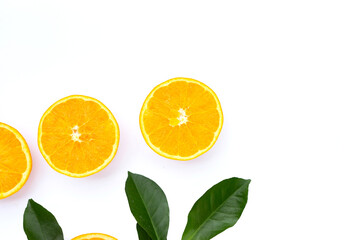 Orange fruit on white background.