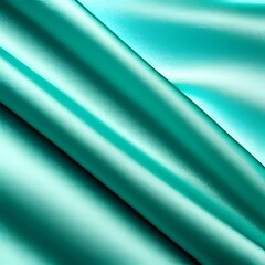 Obraz premium Beautiful light green blue silk satin surface. Soft folds on shiny fabric. Luxury teal background with space for text, design. Web banner. Flat lay table. Top view. Birthday, Christmas, Valentine. 