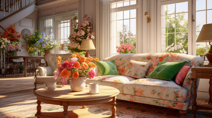 Living Room With Flowers 