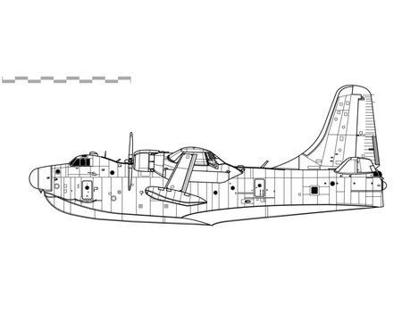 black and white seaplane side view clip art preview