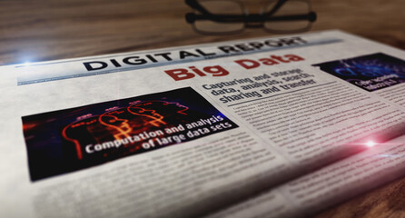 Big data analysis technology newspaper on table