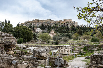 Fototapeta na wymiar Blick von der griechischen Agora zur Akropolis (Athen)