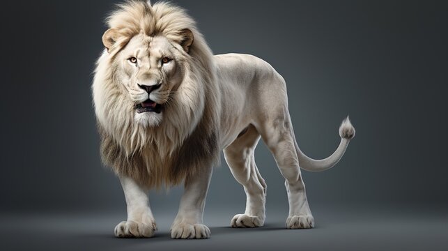 Studio photo of a mighty and beautiful lion monochrome. Design ai