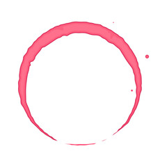 Stain from glass of red wine. Round stain from wine, trace from a glass. Hand drawn circle frame for logo, badge, icon, banner, poster, labels, package. Vector illustration 