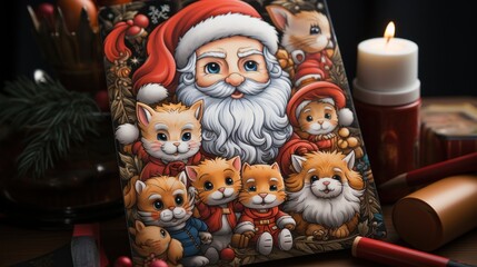 Fototapeta na wymiar Santa's Enchanted Illustration: A Whimsical Depiction of Father Christmas. Generative AI