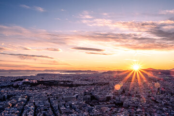Sonnenuntergang über Athen-Panorama