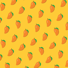 Cartoon sticker of a yellow mango pattern with a leaf