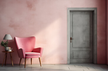 pink chair in the room