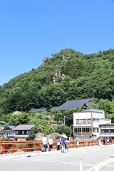 Yamagata City, Yamagata Prefecture, Japan, August 13, 2023. Yamadera's Risshakuji taken from around Yamadera Station.