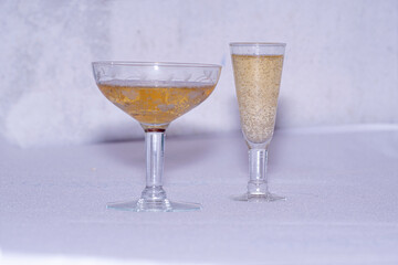 Champan cups pon the table