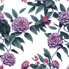 A beautiful design seamless pattern flowers  color on transparent background