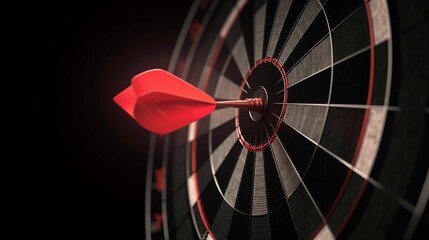 A red dart hitting target, generative ai image