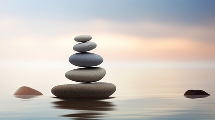 Obraz na płótnie Canvas Balanced Stones: A Gravity-Defying Sculpture of Harmony. Generative AI