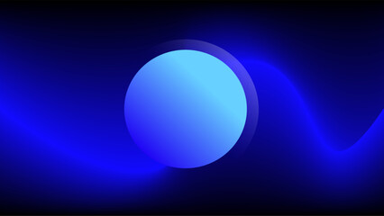 Glowing single circle frame over blue light effect in the dark background
