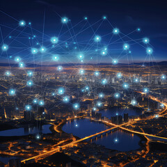 Fototapeta na wymiar Smart city network