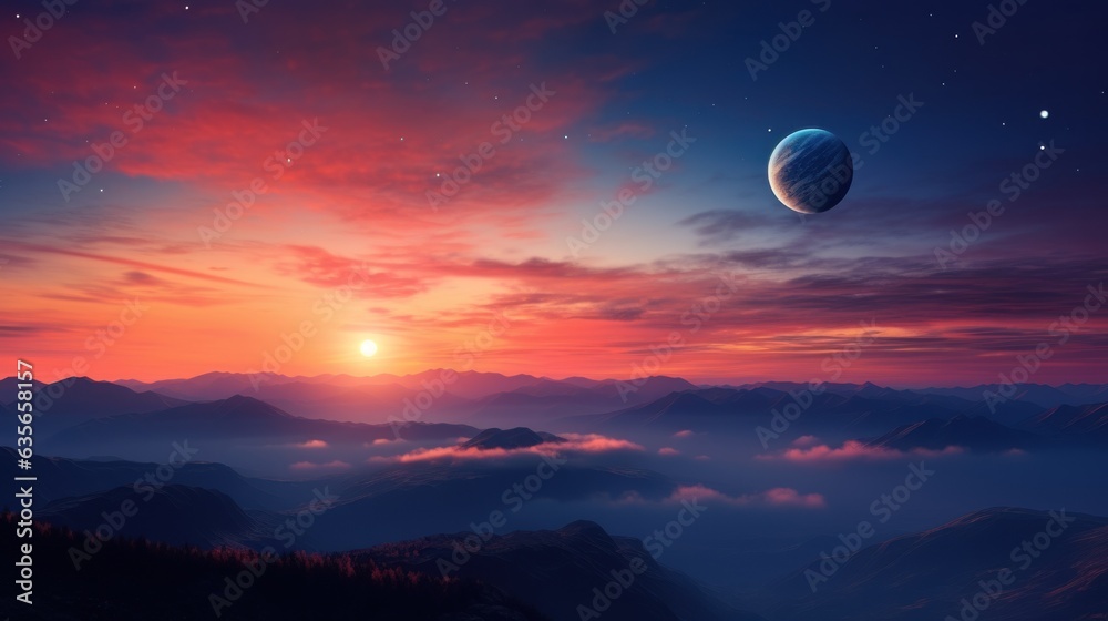 Wall mural surreal solar system: a celestial canvas of wonders and imagination. generative ai