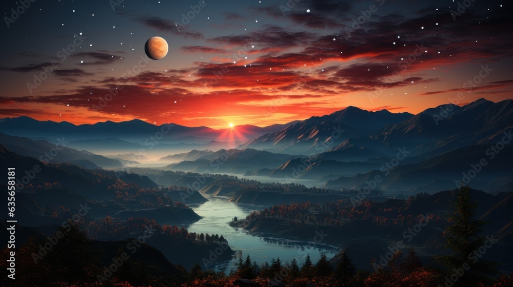 Wall mural surreal solar system: a celestial canvas of wonders and imagination. generative ai
