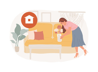 Home staging isolated concept vector illustration. Hiring home stager, staging company, preparing private residence for sale, improving a propertys appeal, real estate business vector concept.