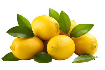 yellow lemon isolated on transparent background ,fresh lemon cut out ,generative ai
