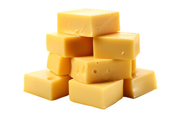 pile of cheese slices isolated on transparent background ,generative ai