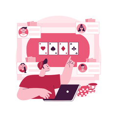 Online poker abstract concept vector illustration. Digital poker, internet gambling club, online casino rooms, real money play, professional gambler, international tournament abstract metaphor.