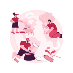 Volunteering abstract concept vector illustration. Volunteer project, community service, altruistic job activity, volunteering for animal shelter, non-profit social organization abstract metaphor.