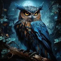 Gordijnen owl in the night © Sekai