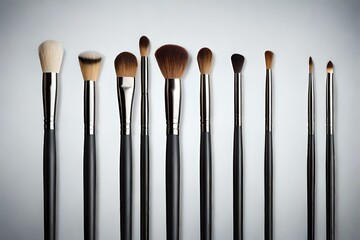 make up brushes on white background