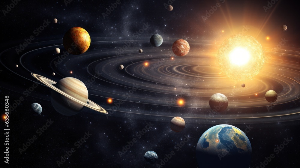 Wall mural surreal solar system: a celestial canvas of wonders and imagination. generative ai