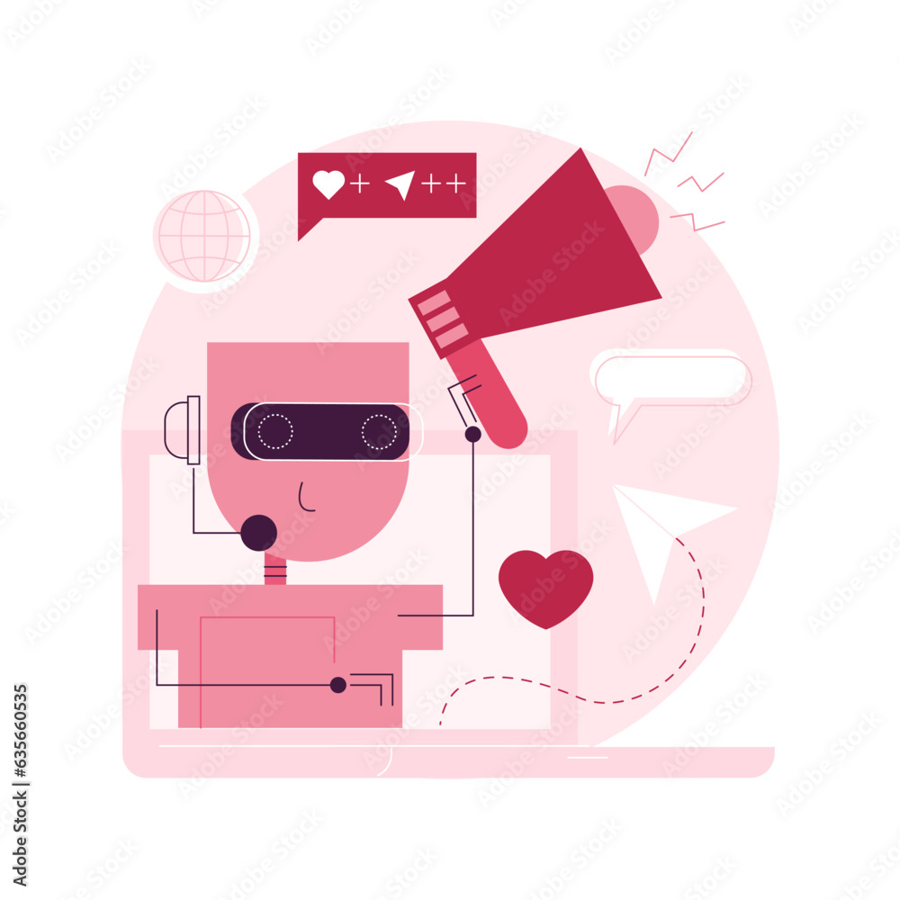 Poster artificial intelligence in social media abstract concept vector illustration. artificial intelligenc