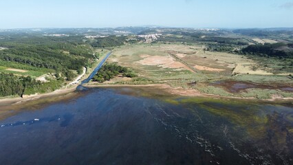 Drone shot of Foz do Arelho beach