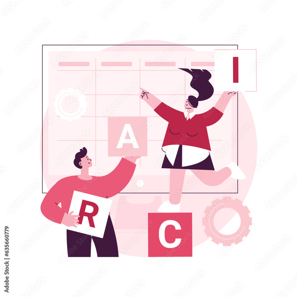 Poster raci matrix abstract concept vector illustration. responsibility assignment matrix, linear responsib