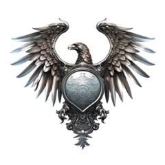 Fotobehang Eagle coat of arms with open wings, isolated on transparent background © Mrt
