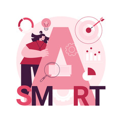 SMART Objectives abstract concept vector illustration. Business management, aim establishment, SMART objectives, measurable and achievable goals development, relevant strategy abstract metaphor.