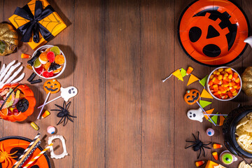 Halloween party sweets and snacks table
