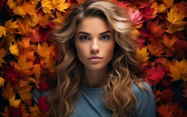 Obraz na płótnie Canvas Portrait beautiful young woman in Autumn.