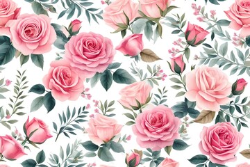 decorative watercolor flowers. floral illustration, Leaf and buds. Botanic composition for wedding or greeting card. branch of flowers - abstraction roses, romantic